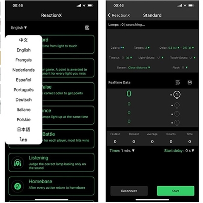 Wielofunkcyjna aplikacja WiFi Control Fitness Reaction Training Light